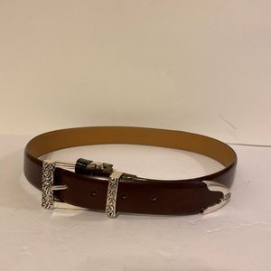 NWT Donna Katz - Woman’s genuine brown leather 1” width belt w/silver bu…
